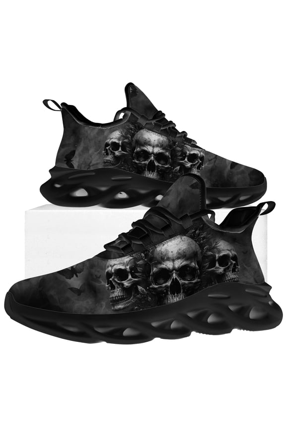 Mens Fashion Sneakers Skull Shoes Black Shoes Size 8