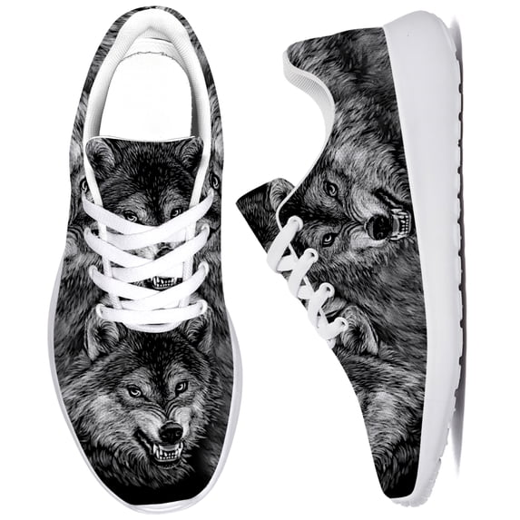Uminder Mens Fashion Sneakers Wolf Shoes Black Shoes Size 8