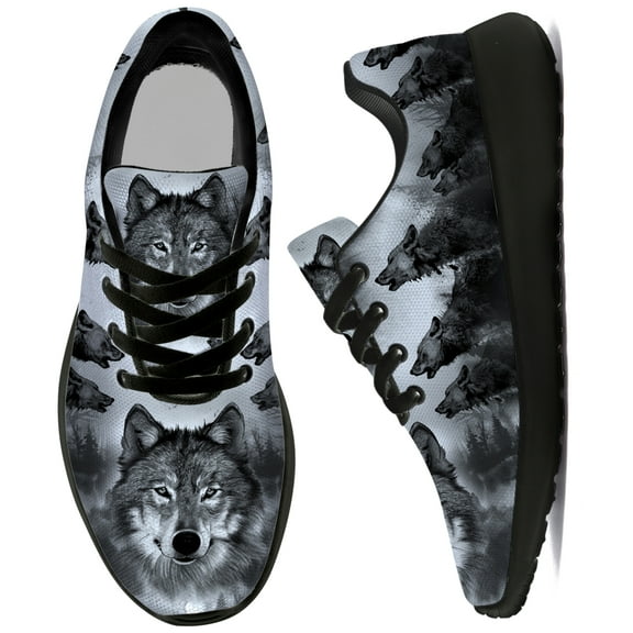 Uminder Mens Running Shoes Wolf Sneakers Black Shoes Size 9