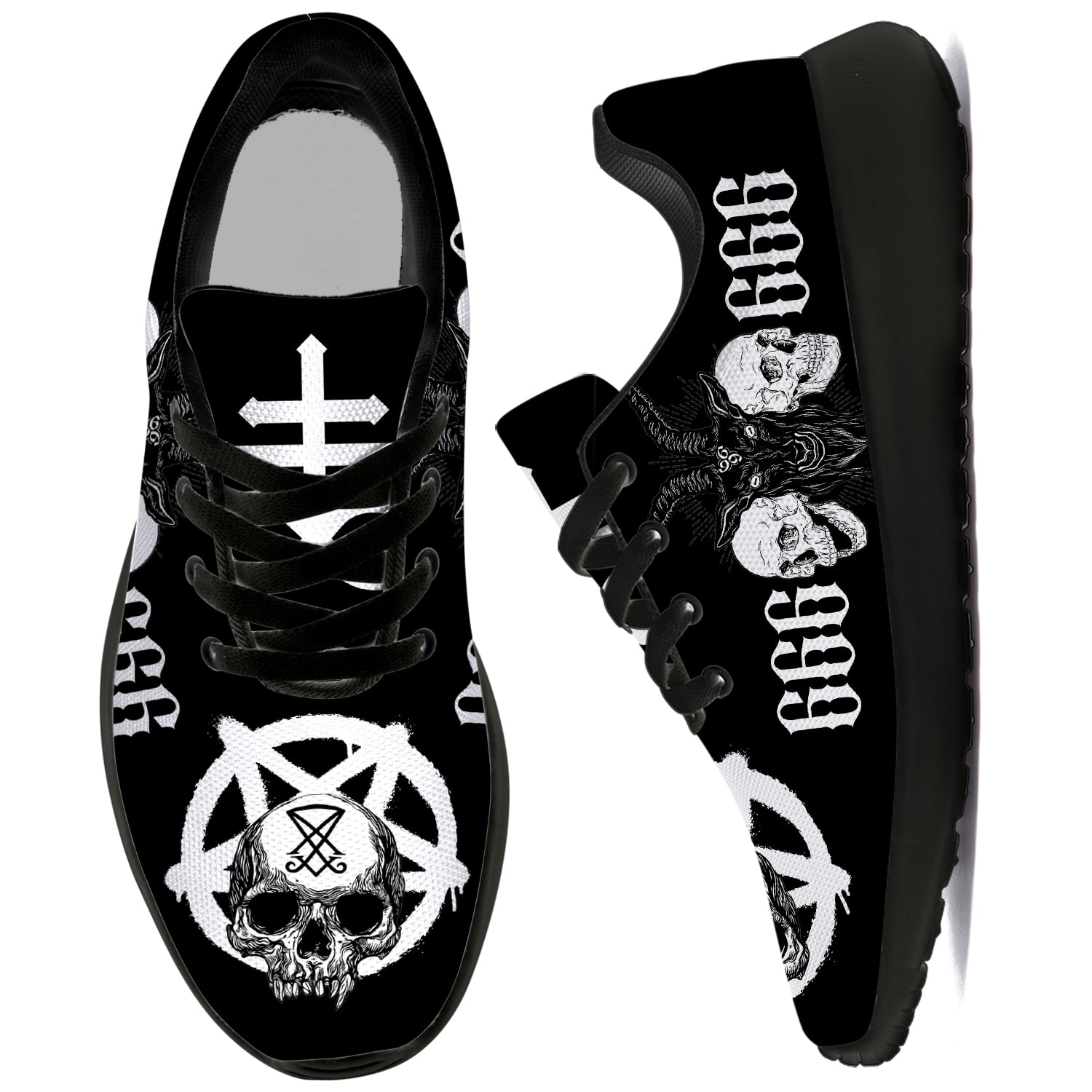 Black Skull Trippy Psychedelic Men's Sneakers