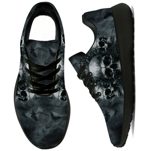 Uminder Mens Tennis Shoes Skull Sneakers Black Shoes Size 7
