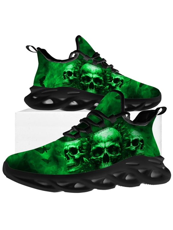 Mens Tennis Shoes Skull Sneakers Black Shoes Size 7