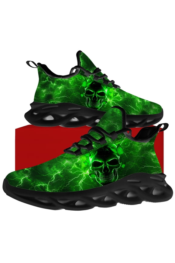 Mens Tennis Shoes Skull Sneakers Black Shoes Size 8.5