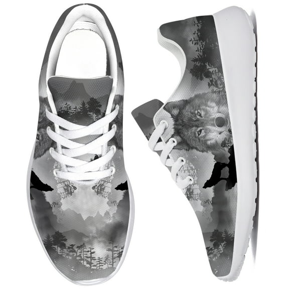 Uminder Mens Tennis Shoes Wolf Sneakers Black Shoes Size 9