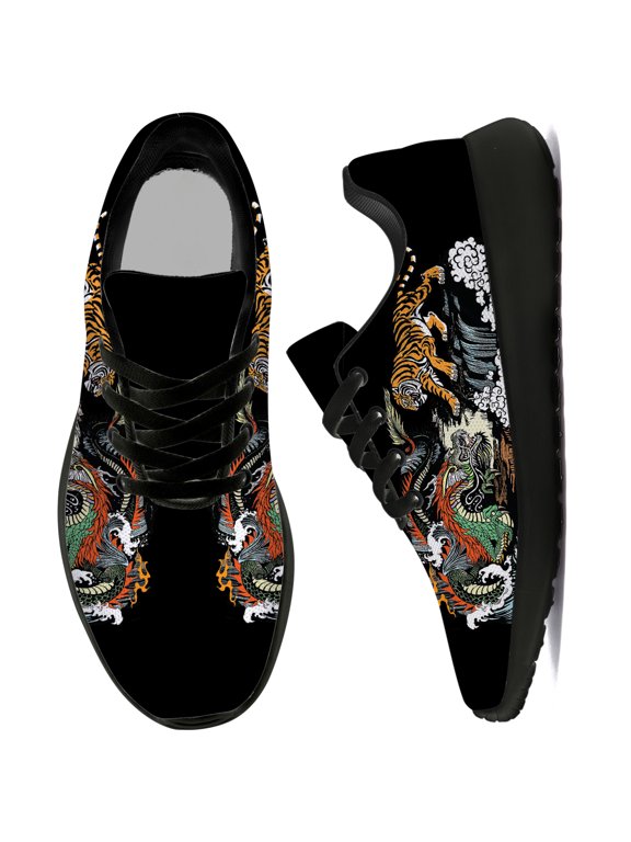 Mens Walking Shoes Tiger Sneakers Black Shoes Size 7.5