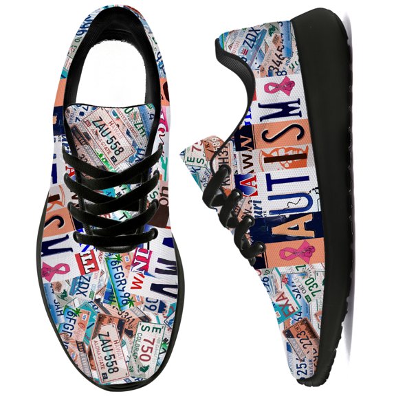 Uminder Womens Athletic Shoes Autism Awareness Sneakers Black Shoes Size 9.5