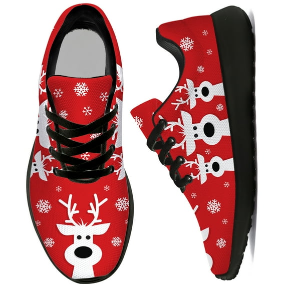 Uminder Womens Athletic Shoes Christmas Reindeer Sneakers Black Shoes Size 6