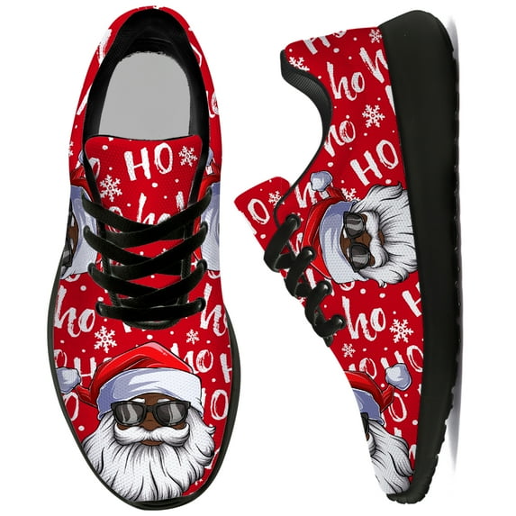 Uminder Womens Athletic Shoes Christmas Santa Sneakers Black Shoes Size 5.5