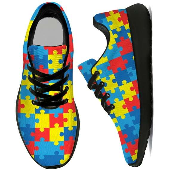 Uminder Womens Fashion Sneakers Autism Awareness Sneakers Black Shoes Size 8