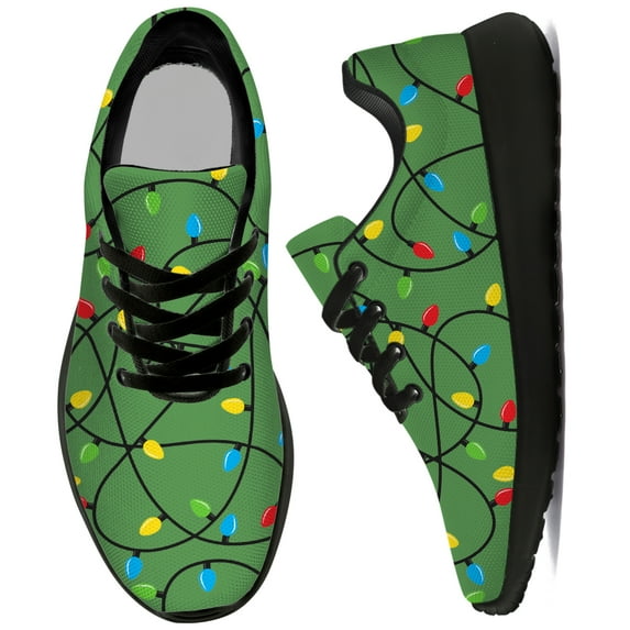 Uminder Womens Fashion Sneakers Christmas Lights Sneakers Black Shoes Size 6