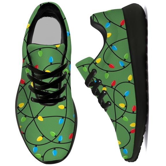 Uminder Womens Fashion Sneakers Christmas Lights Sneakers Black Shoes Size 6