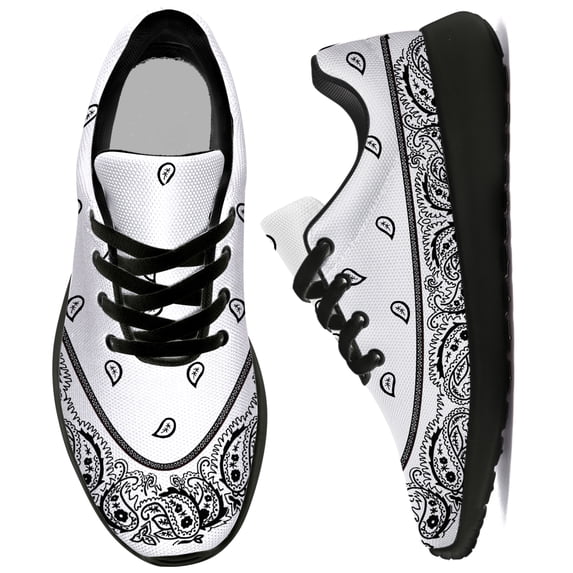Uminder Womens Fashion Sneakers Paisley Sneakers Black Shoes Size 6