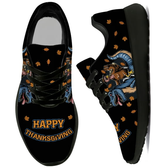 Uminder Womens Fashion Sneakers Thanksgiving Turkey Sneakers Black Shoes Size 7