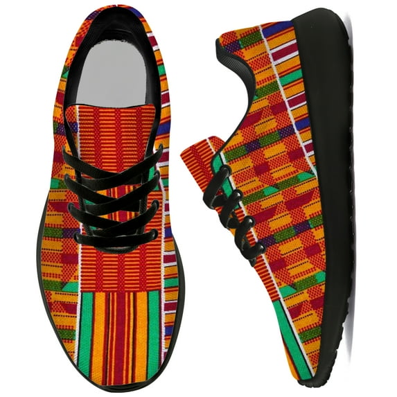 Uminder Womens Running Shoes Kente Sneakers Black Shoes Size 7