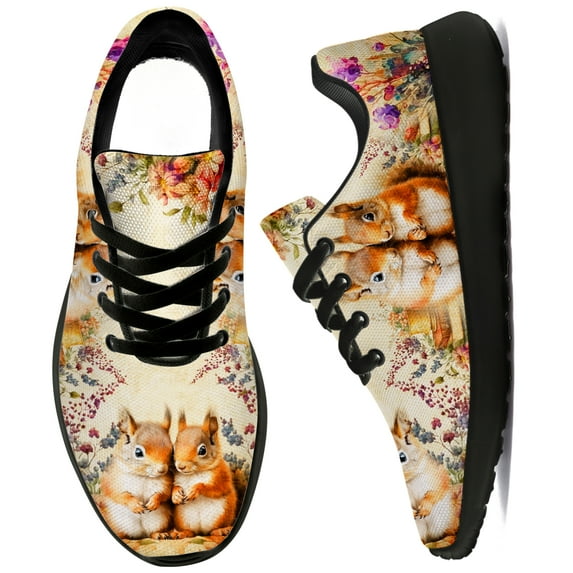 Uminder Womens Running Shoes Squirrel Sneakers Black Shoes Size 7