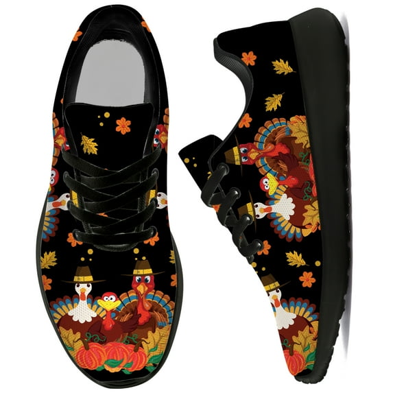 Uminder Womens Running Shoes Thanksgiving Turkey Sneakers Black Shoes Size 9