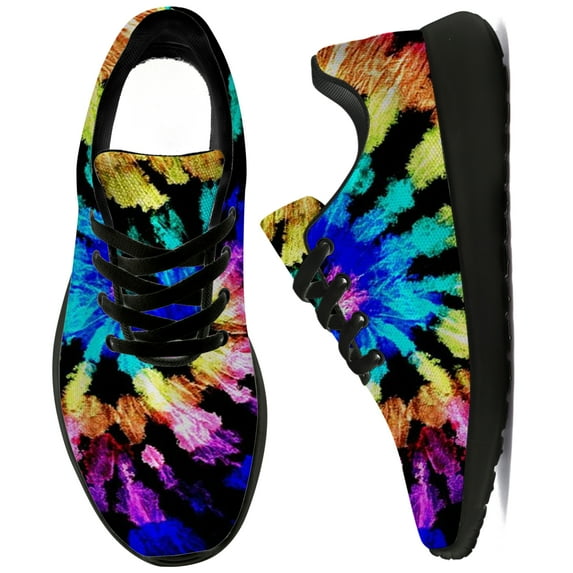 Uminder Womens Running Shoes Tie Dye Sneakers Black Shoes Size 15