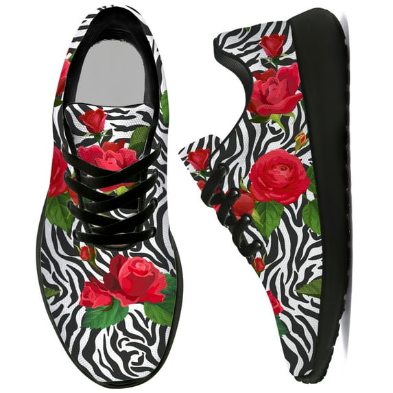 Uminder Womens Running Shoes Zebra Sneakers Black Shoes Size 14