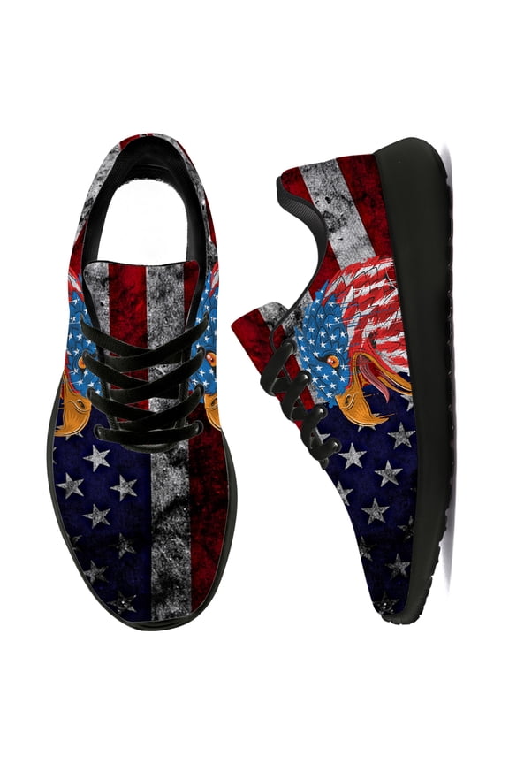 Womens Tennis Shoes American Flag Sneakers Black Shoes Size 11