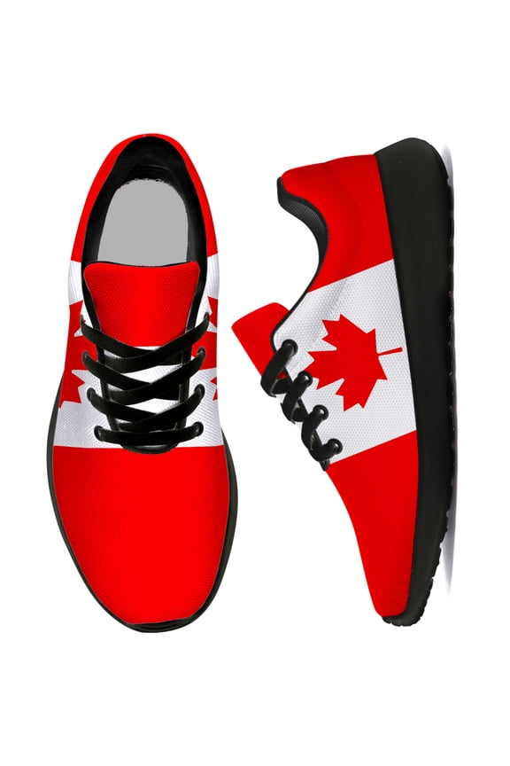 Womens Tennis Shoes Canada Flag Sneakers Black Shoes Size 8