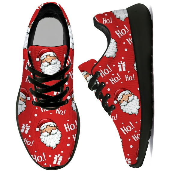 Uminder Womens Tennis Shoes Christmas Santa Sneakers Black Shoes Size 8