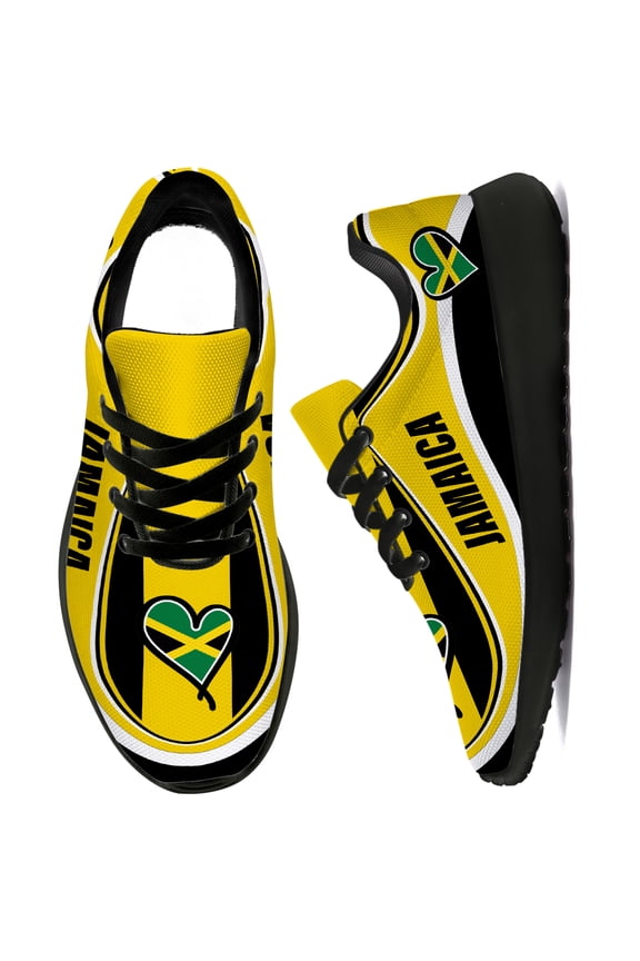 Womens Tennis Shoes Jamaica Flag Sneakers Black Shoes Size 9