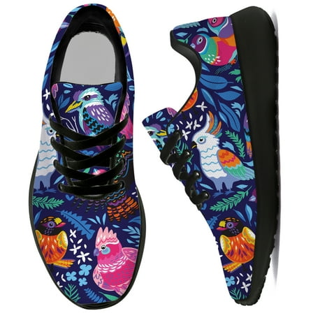 Uminder Womens Tennis Shoes Parrot Sneakers Black Shoes Size 5.5