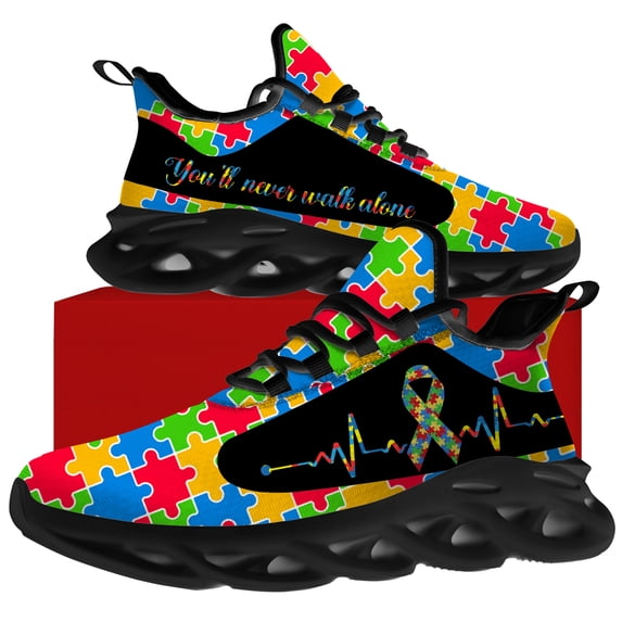 Uminder Womens Walking Shoes Autism Awareness Sneakers Black Shoes Size 13