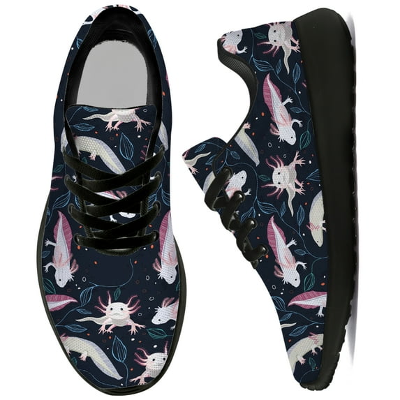 Uminder Womens Walking Shoes Axolotl Sneakers Black Shoes Size 5.5