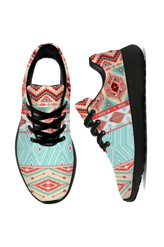 Womens Walking Shoes Aztec Sneakers Black Shoes Size 6