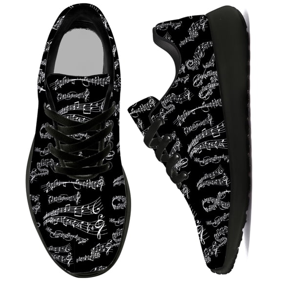 Uminder Womens Walking Shoes Music Sneakers Black Shoes Size 7