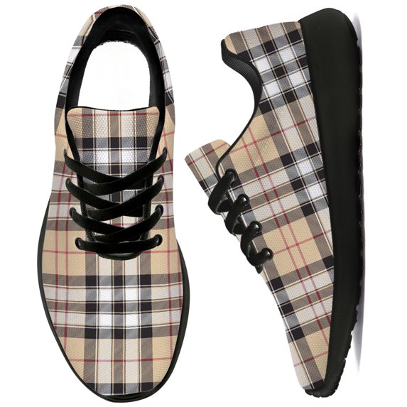 Uminder Womens Walking Shoes Plaid Sneakers Black Shoes Size 11