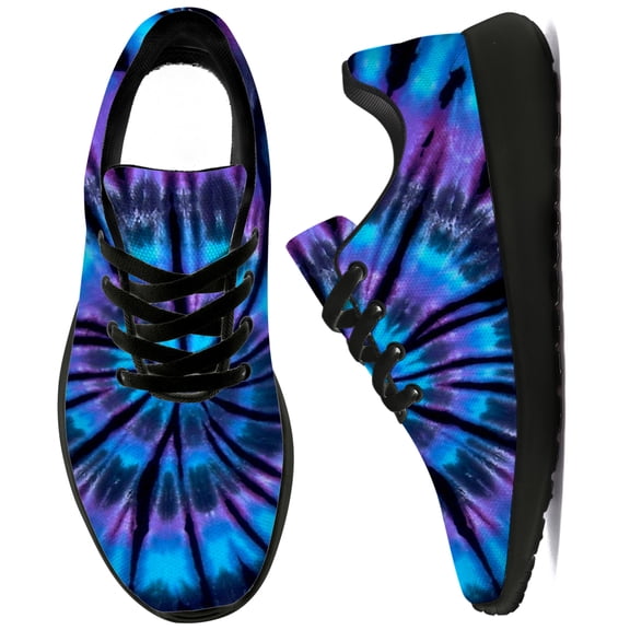 Uminder Womens Walking Shoes Tie Dye Sneakers Black Shoes Size 9.5