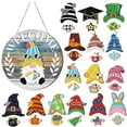 thumbnail image 1 of Uminens Interchangeable Wooden Decor Holiday Seasonal Decorations with Pieces and Detachable Hats Changeable Welcome Sign for Home, 1 of 8
