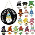 thumbnail image 1 of Uminens Interchangeable Wooden Gnome Decor Holiday Seasonal Gnome Decorations with Magnet Pieces and Detachable Hats Changeable Welcome Sign for Home, 1 of 8