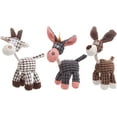 thumbnail image 1 of Uminens Squeaky Plush Dog Toys, 3 Pack Stuffed Animal Plush Chew Toys with Squeakers, Stuffed Dog, Donkey & Goat for Teeth Cleaning, for Small Medium Dogs, 1 of 7