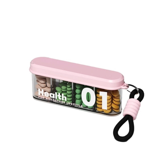 Uminens Travel Pill Organizer Box, Pocket Daily Medication Holder Dispenser 4 Grid