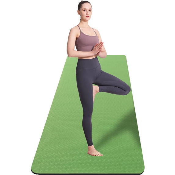 Umineux Extra Wide 1/4" Thick TPE Yoga Mat, Non-Slip, 72" x 32", Green
