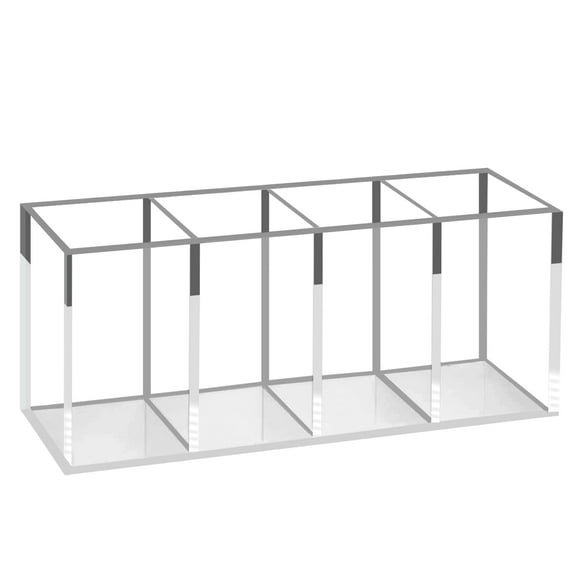 Acrylic Makeup Brush Organizer with 4 Compartments, Clear Vanity Storage Holder for Bathroom, Bedroom, or Office Desk Accessories