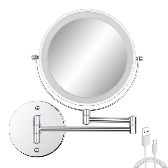Umirokin 8-Inch Wall-Mounted Makeup Mirror with 10x Magnification and Lighting