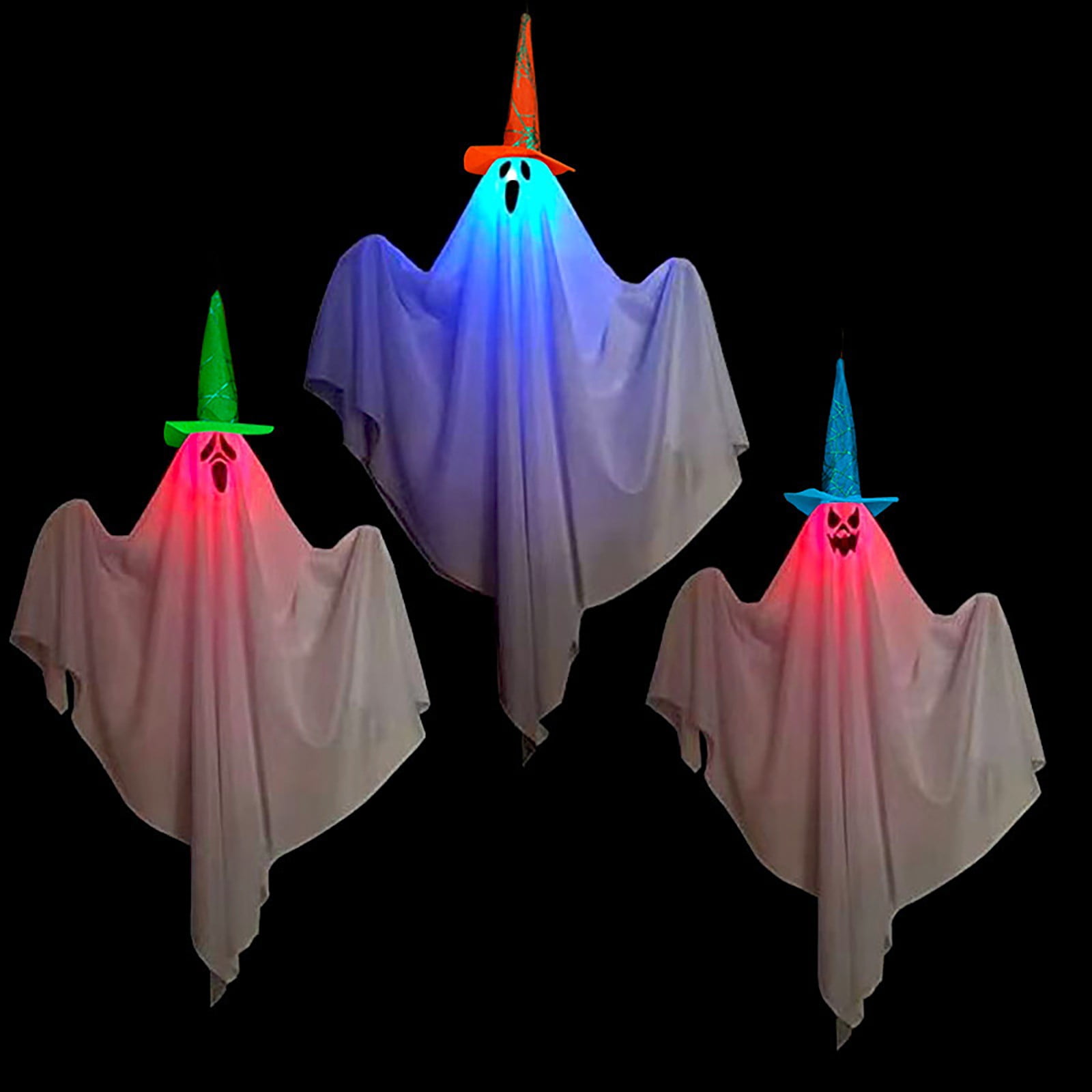 Umitay 3 Pack Light Up Halloween White Hanging Ghost Decorationshanging Ghosts For Trees 6250