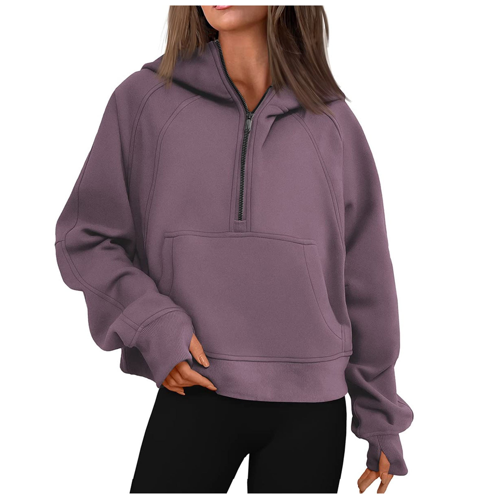 Umitay Sweatshirt For Women Women’s Hoodies Loose Short Half Zip