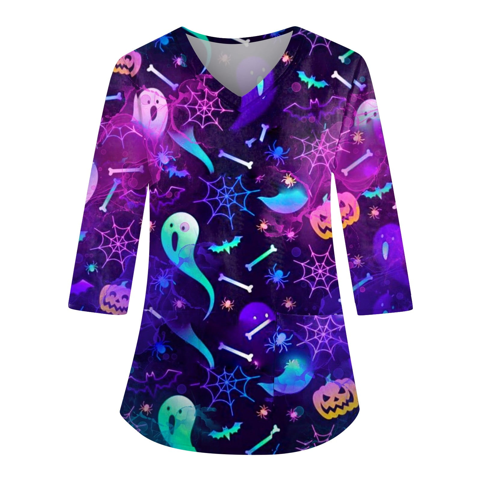 Umitay Under Scrubs Shirts For Women Women's Loose V Neck Pocket