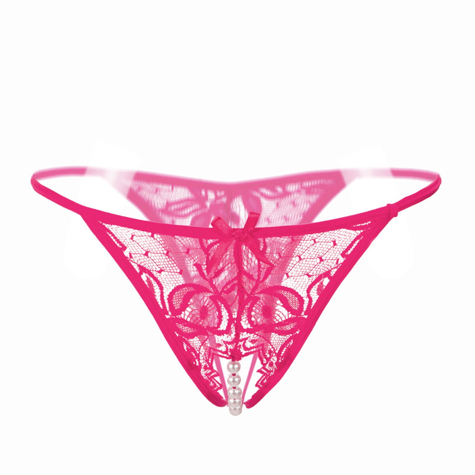 Thong Panties in Tickle Me Pink Stretch Lace, Also Available Crotchless