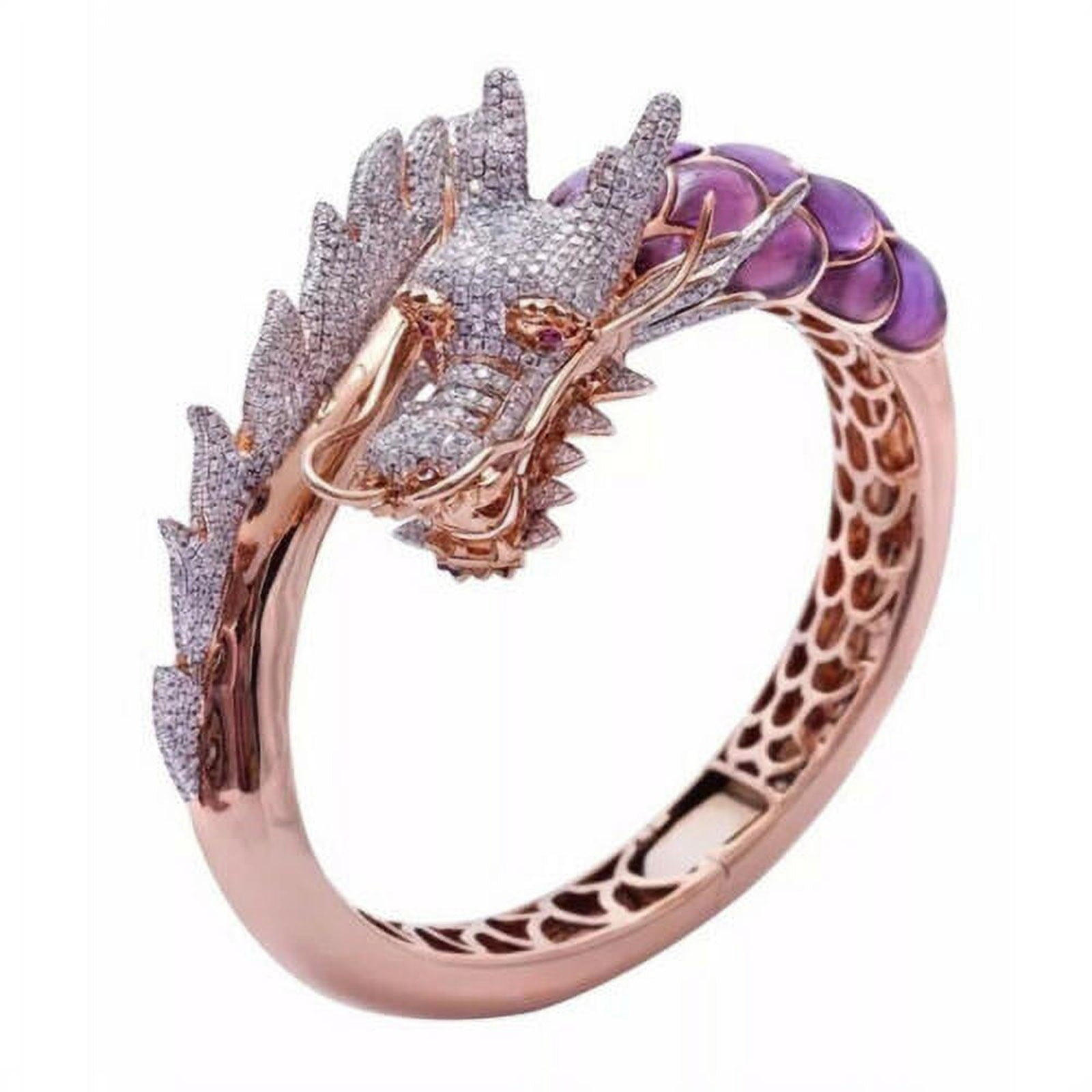 Umitay Women's Fashion Dragon Rose Gold Plated White Ring - Walmart.com
