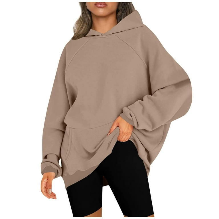 Umitay Essential Hoodie Women's Casual Fashion Solid Color Long Sleeve  Pullover Hoodies Sweatshirts 