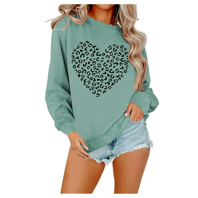 Umitay Womens Hoodies Pullover Women's Fashion Casual Valentine's Day Love  Printed Large Size Women's Sports Long Sleeve Hoodie 