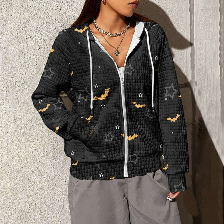 Umitay corduroy jacket women Women's Fashion Leopard Print Long Sleeve Coat  Pocket Loose Zipper Hooded Sweatshirt Jacket 