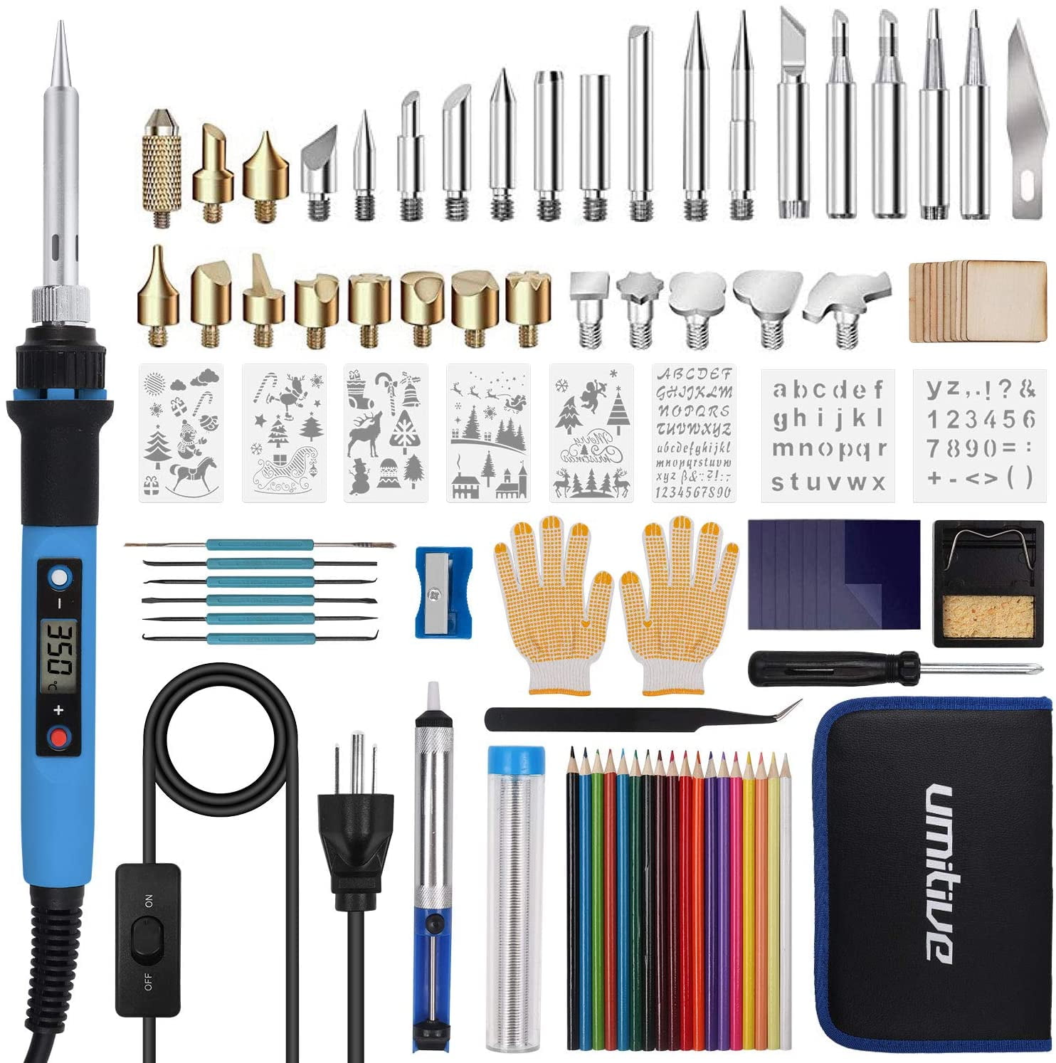 Meterk Wood Burning Tool Kit 53PCS Professional Pyrography Pen Soldering  Iron Set Adjustable Temperature from 200-450℃ for Beginners Adults Wood