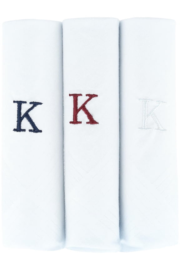 Cotton Boxed Initial Alphabet Handkerchiefs (Pack of 3) (Men)